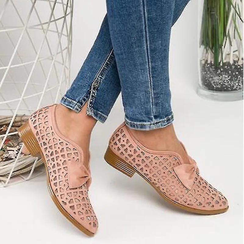 Bowtie Flats Zapatos de resorte para mujer, Zapato de cuero