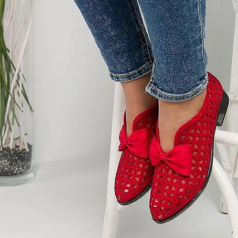 Bowtie Flats Zapatos de resorte para mujer, Zapato de cuero