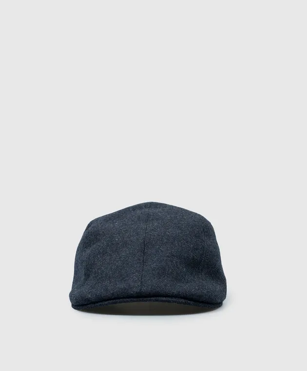 Brunello Cucinelli Blue cap made of wool with logo embroidery