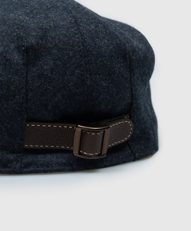 Brunello Cucinelli Blue cap made of wool with logo embroidery