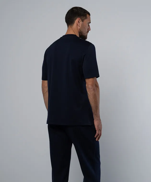 BRUNELLO CUCINELLI BLUE TSHIRT WITH A PRINT
