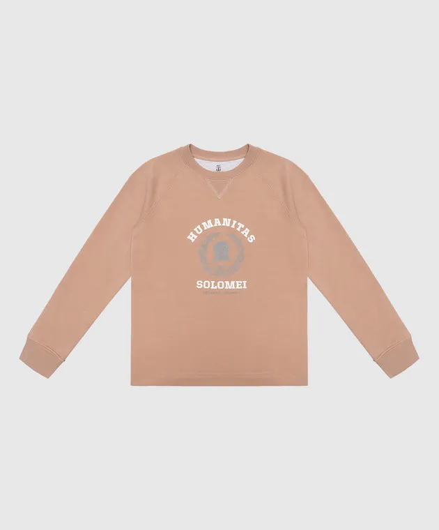 Brunello Cucinelli Children's brown jumper with logo print
