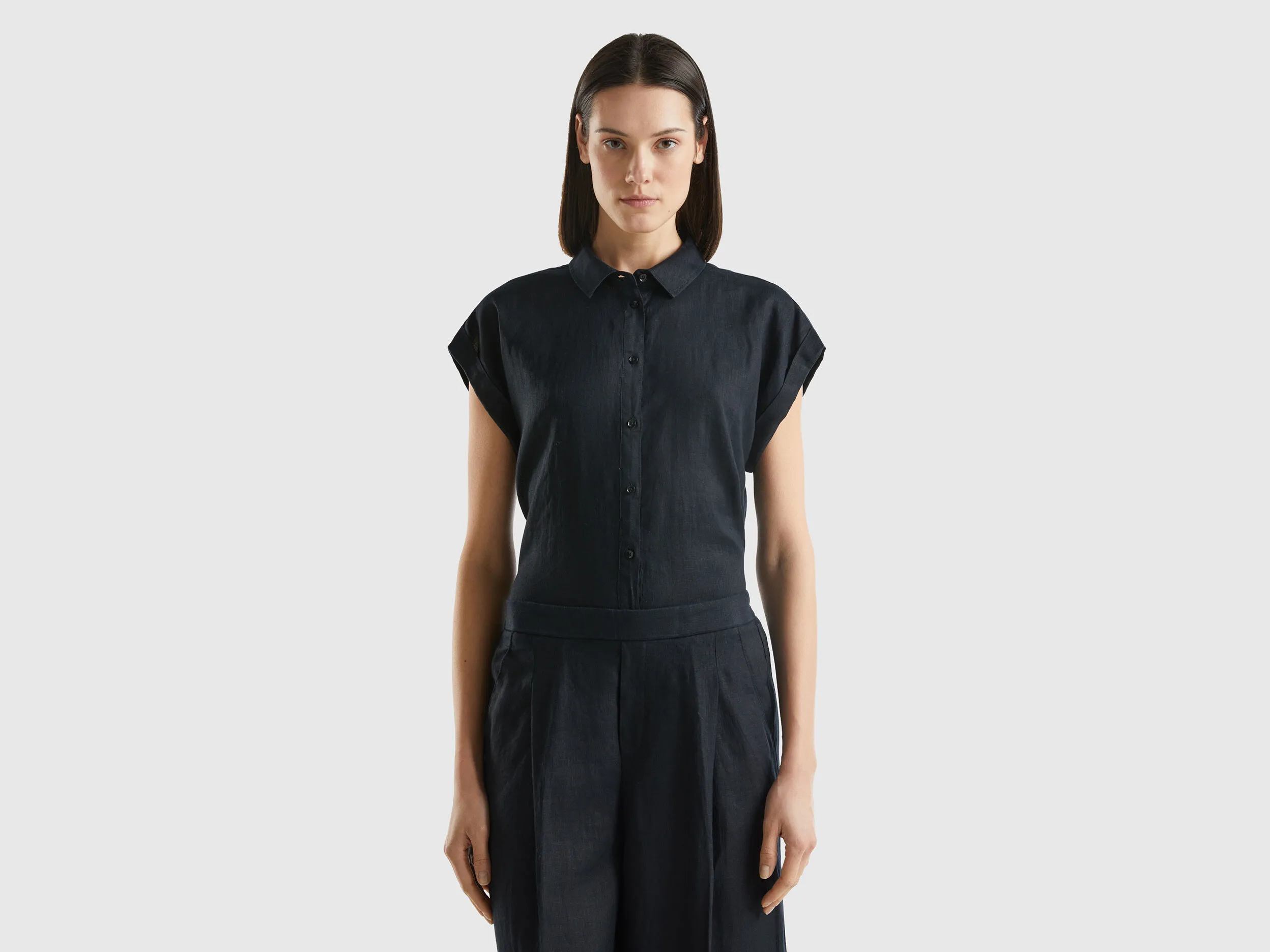 Camisa boxy fit de lino puro
