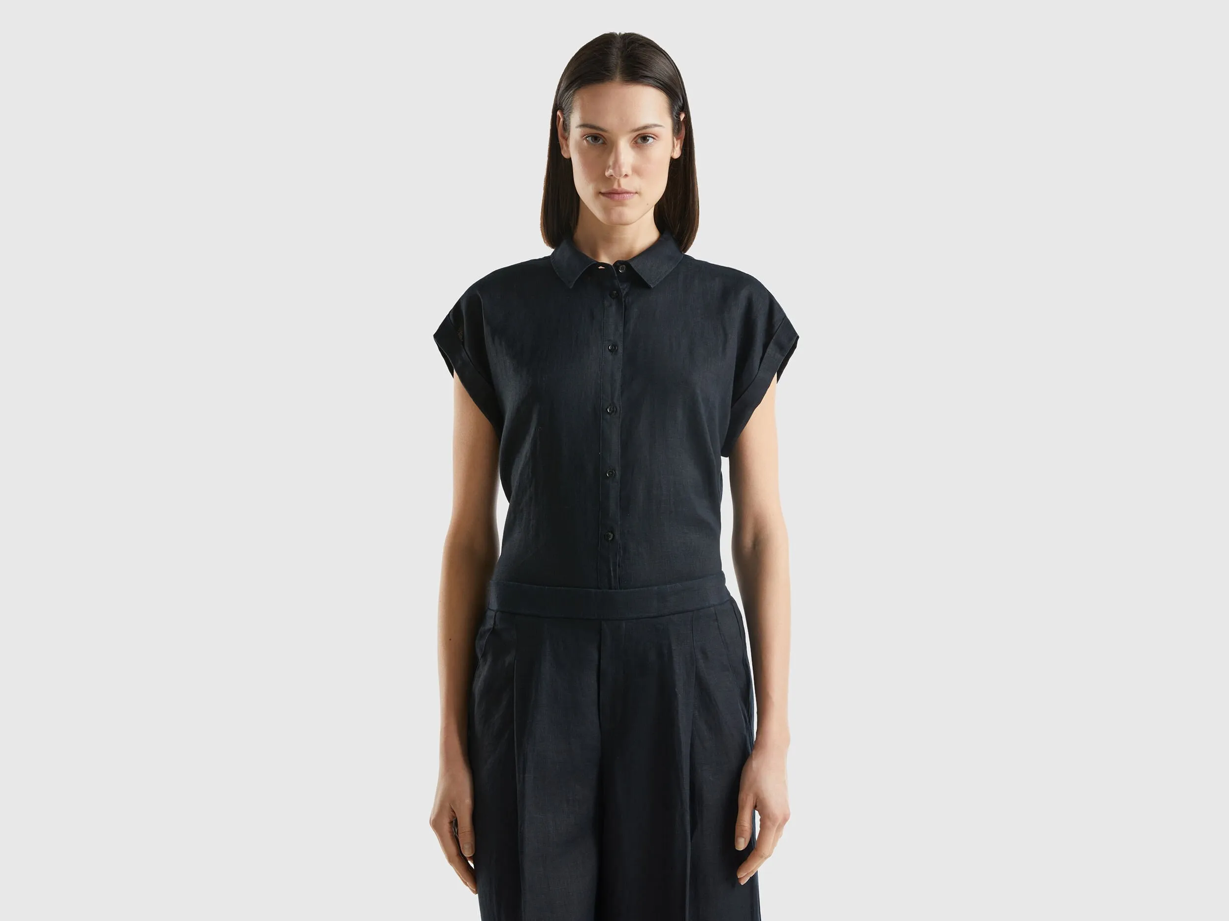 Camisa boxy fit de lino puro