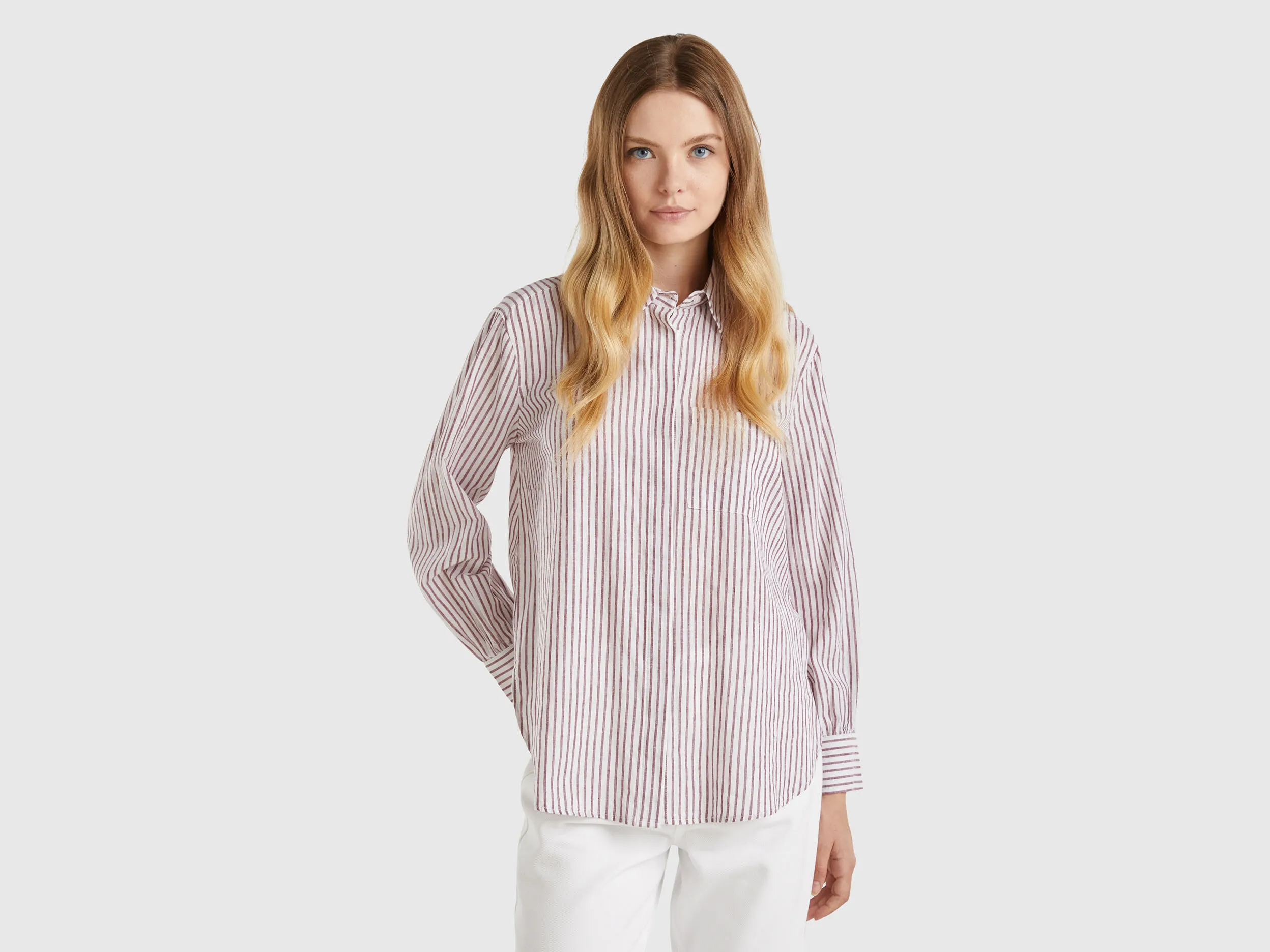 Camisa de lino mixto de rayas