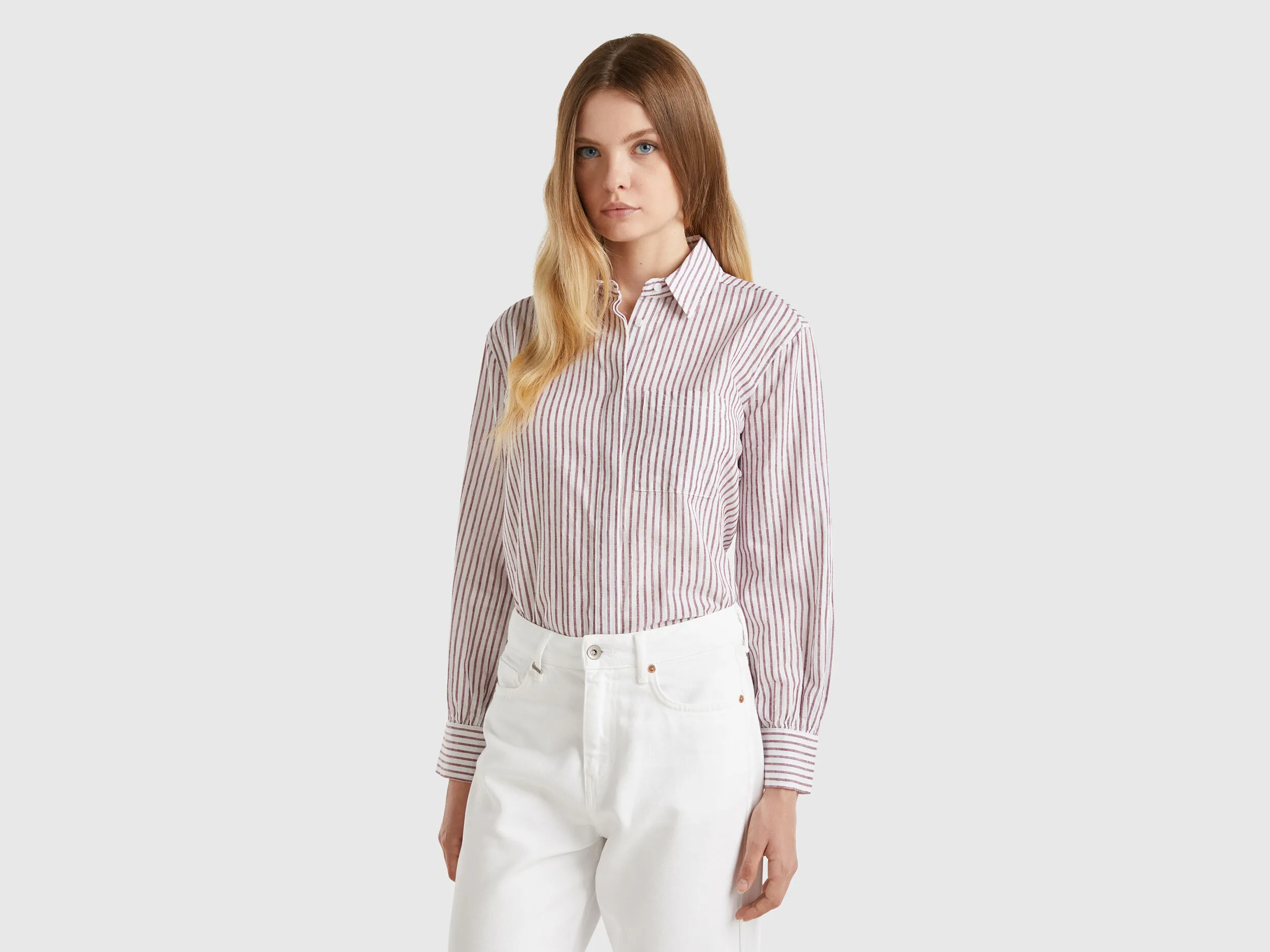 Camisa de lino mixto de rayas