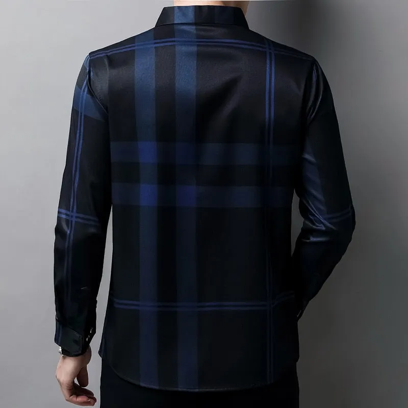 Camisa De Seda Manga Larga Para Hombre