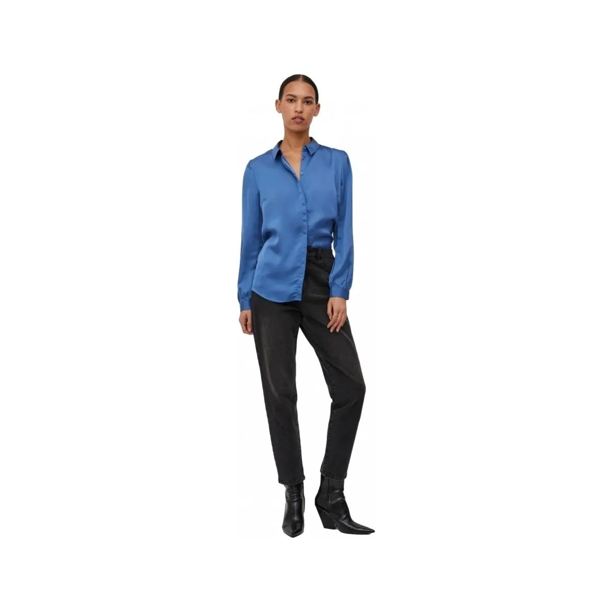 CAMISA ELLETTE SATIN L/S  FEDERAL BLUE