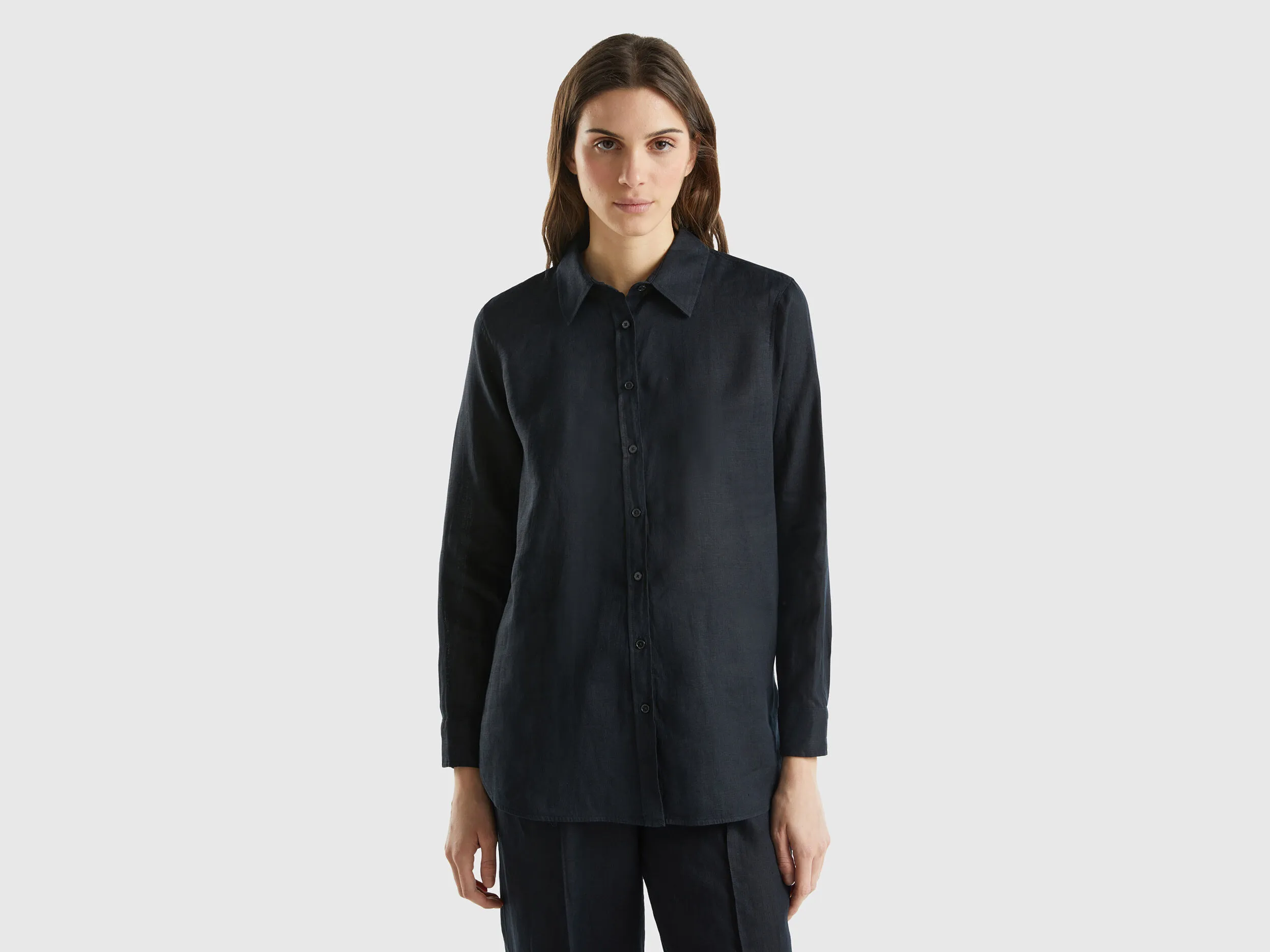 Camisa larga de 100 % lino