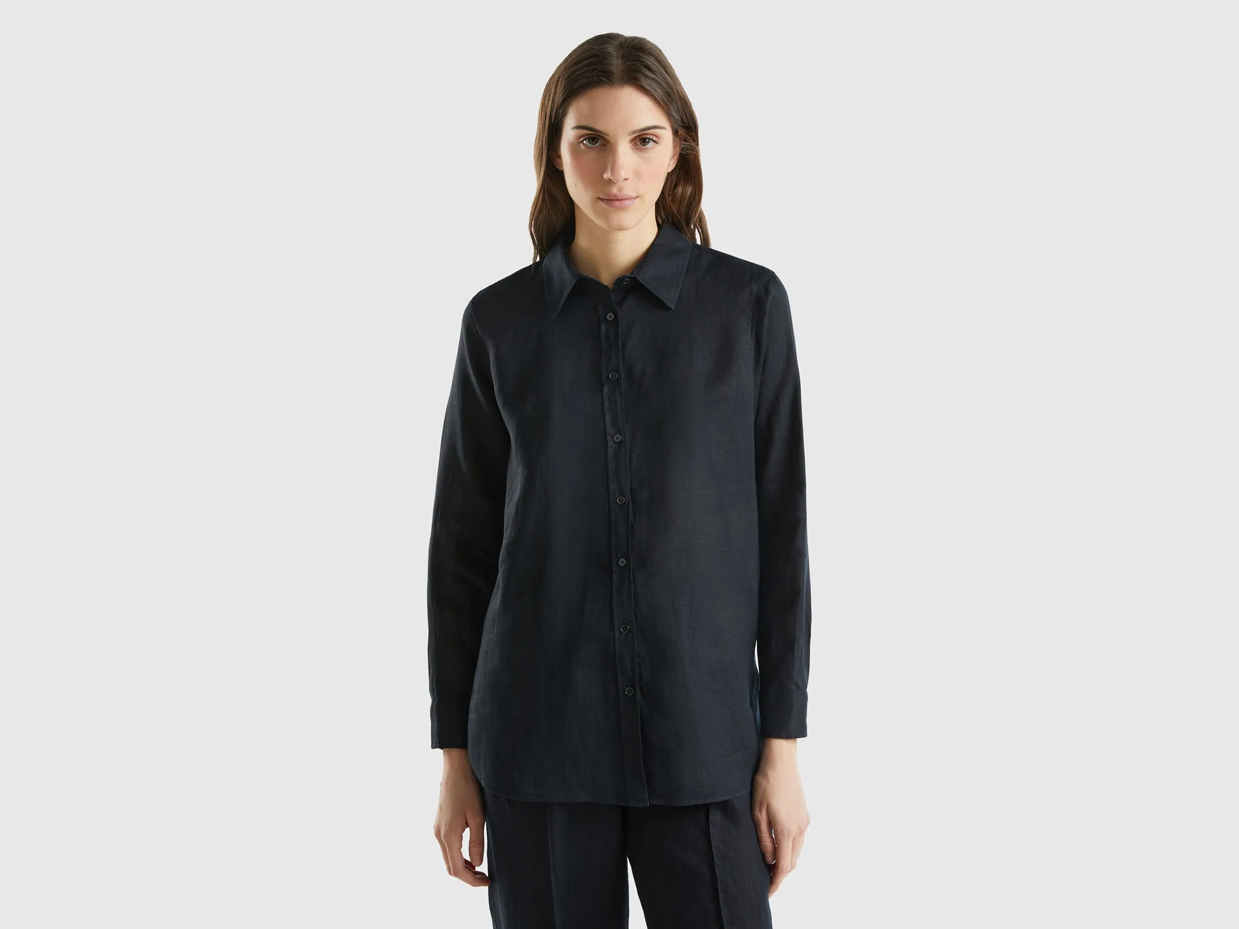 Camisa larga de 100 % lino
