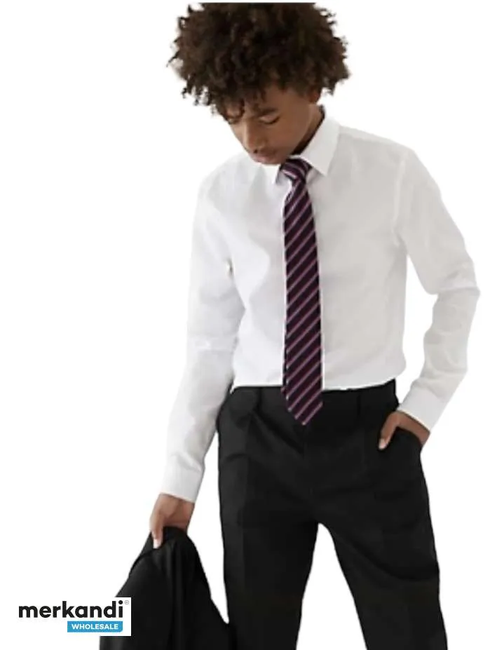 CAMISAS ESCOLARES PARA NIñOS  BLANCO, CAMISA DE MANGA LARGA DE ALGODóN  100% ALGODóN  REINO UNIDO TAMAñO MEDIANO / GRANDE