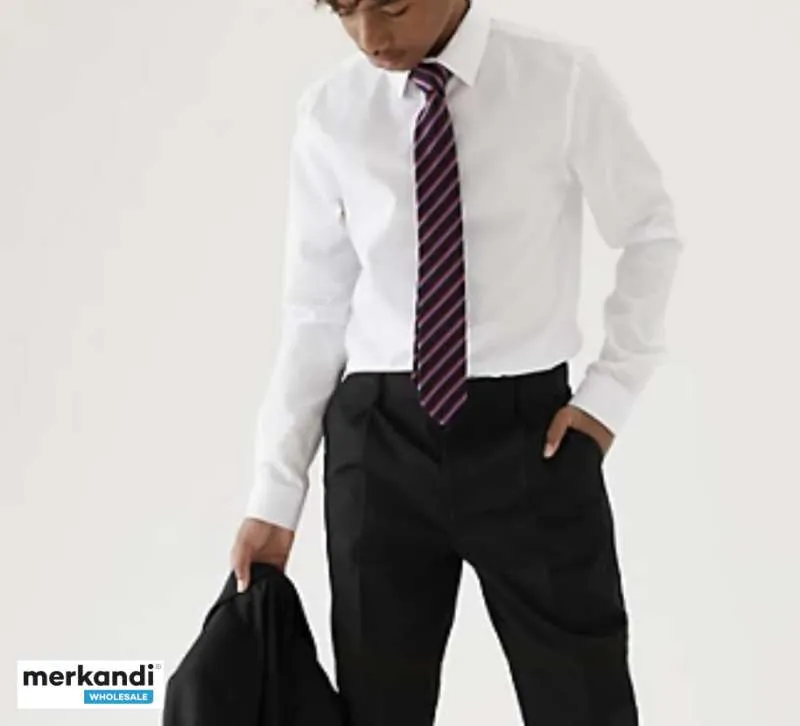 CAMISAS ESCOLARES PARA NIñOS  BLANCO, CAMISA DE MANGA LARGA DE ALGODóN  100% ALGODóN  REINO UNIDO TAMAñO MEDIANO / GRANDE