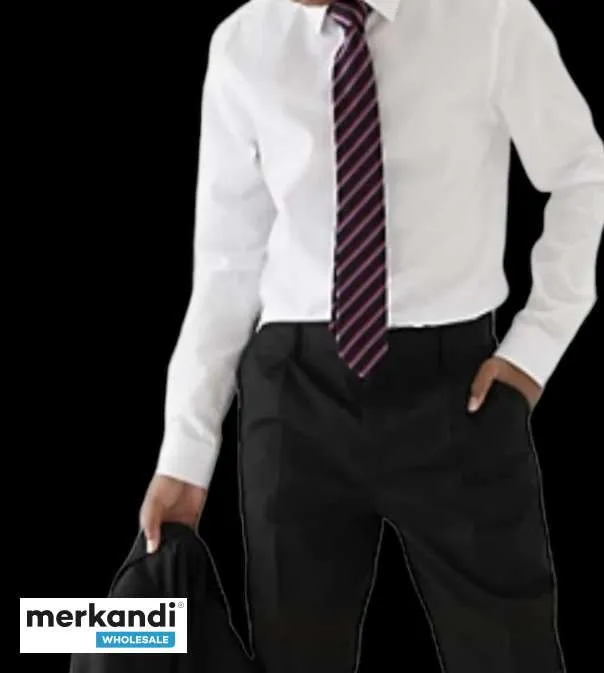 CAMISAS ESCOLARES PARA NIñOS  BLANCO, CAMISA DE MANGA LARGA DE ALGODóN  100% ALGODóN  REINO UNIDO TAMAñO MEDIANO / GRANDE