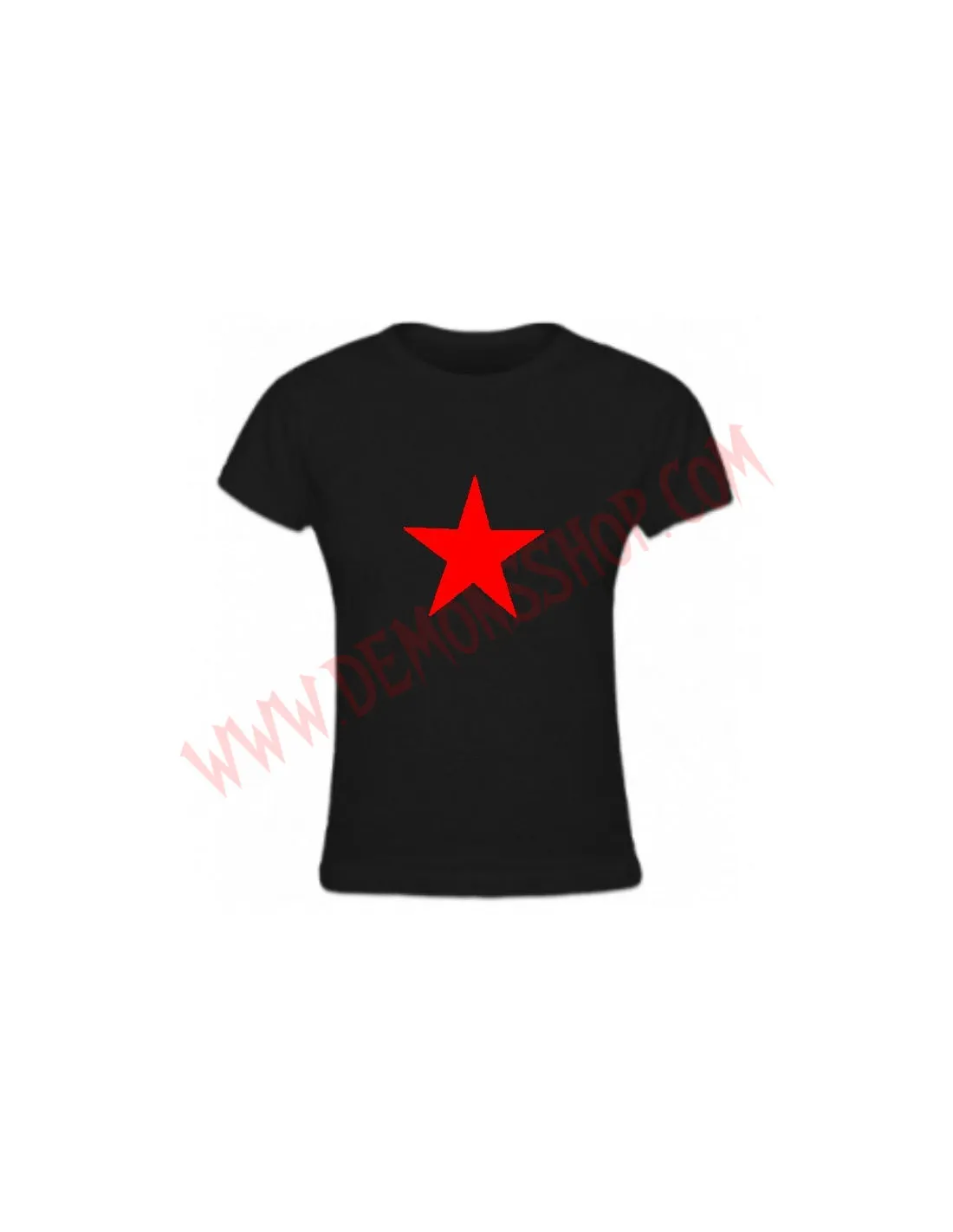 Camiseta Chica MC Estrella Roja (Negra)