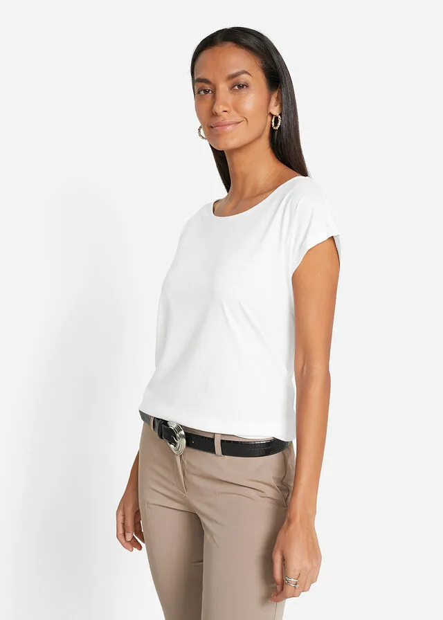 Camiseta con contenido de seda Blanco lana