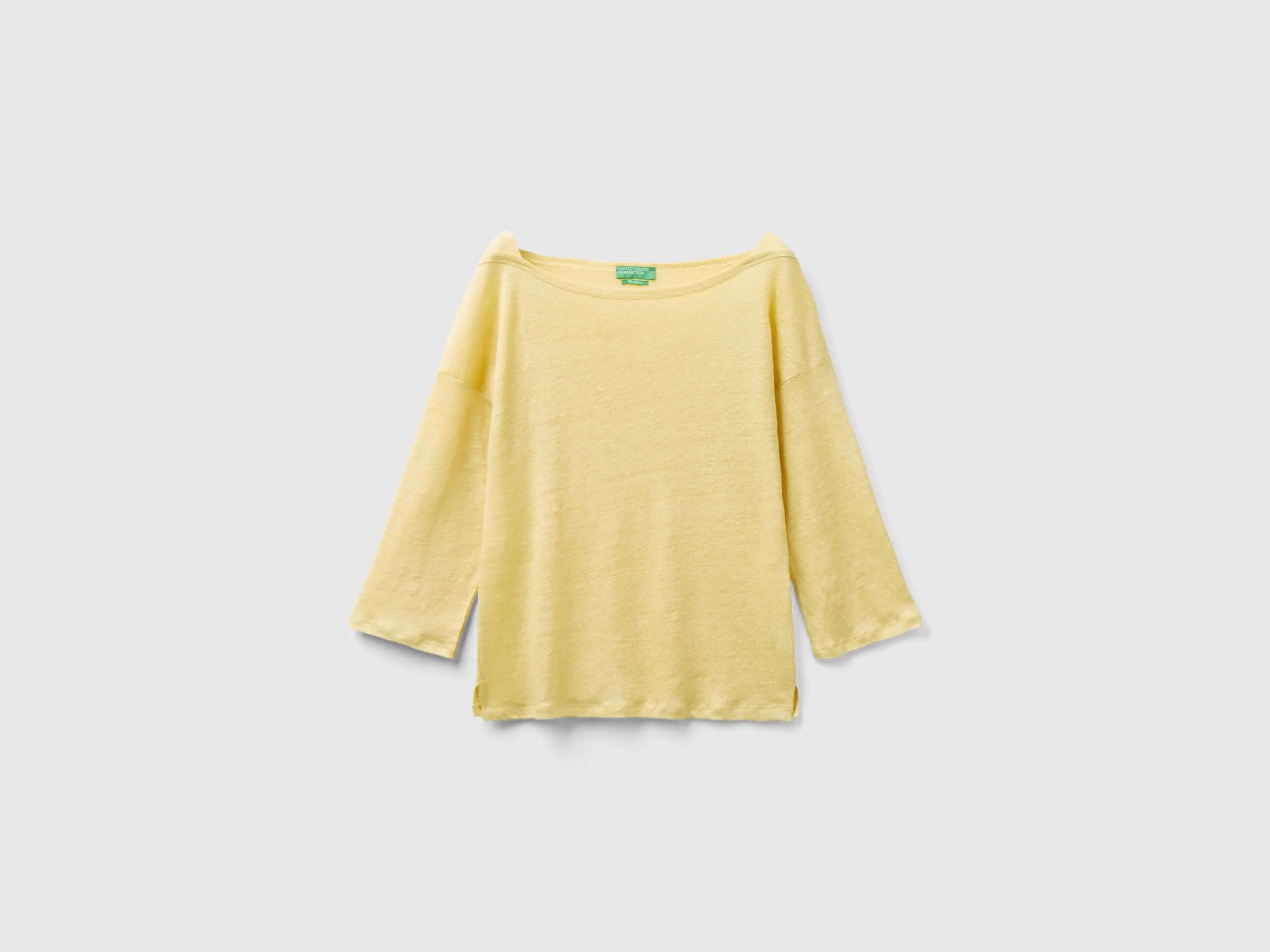 Camiseta de lino puro de manga 3/4