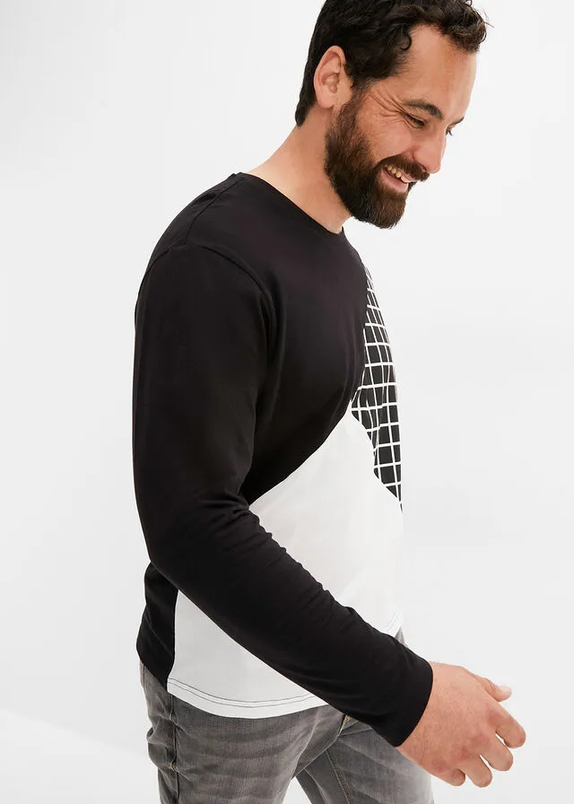 CAMISETA DE MANGA LARGA NEGROBLANCO CON ESTAMPADO GRáFICO