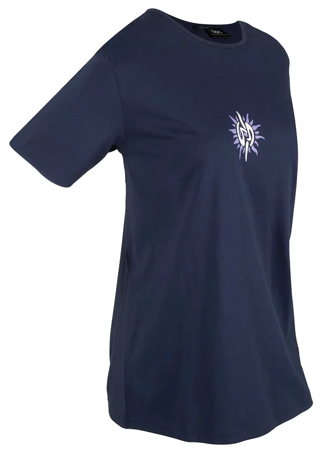 Camiseta deportiva de algodón Azul marino estampado