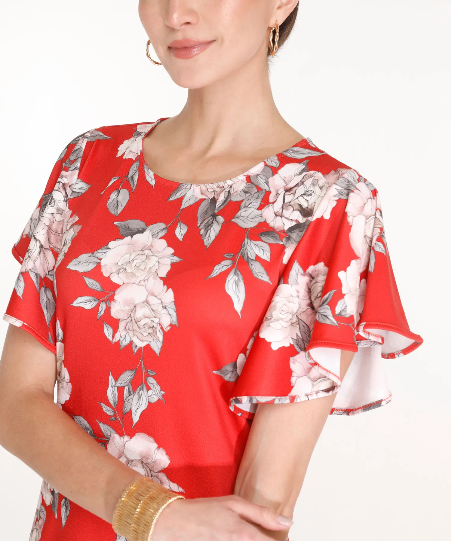 CAMISETA ESTAMPADA MANGA CORTA CON VUELO