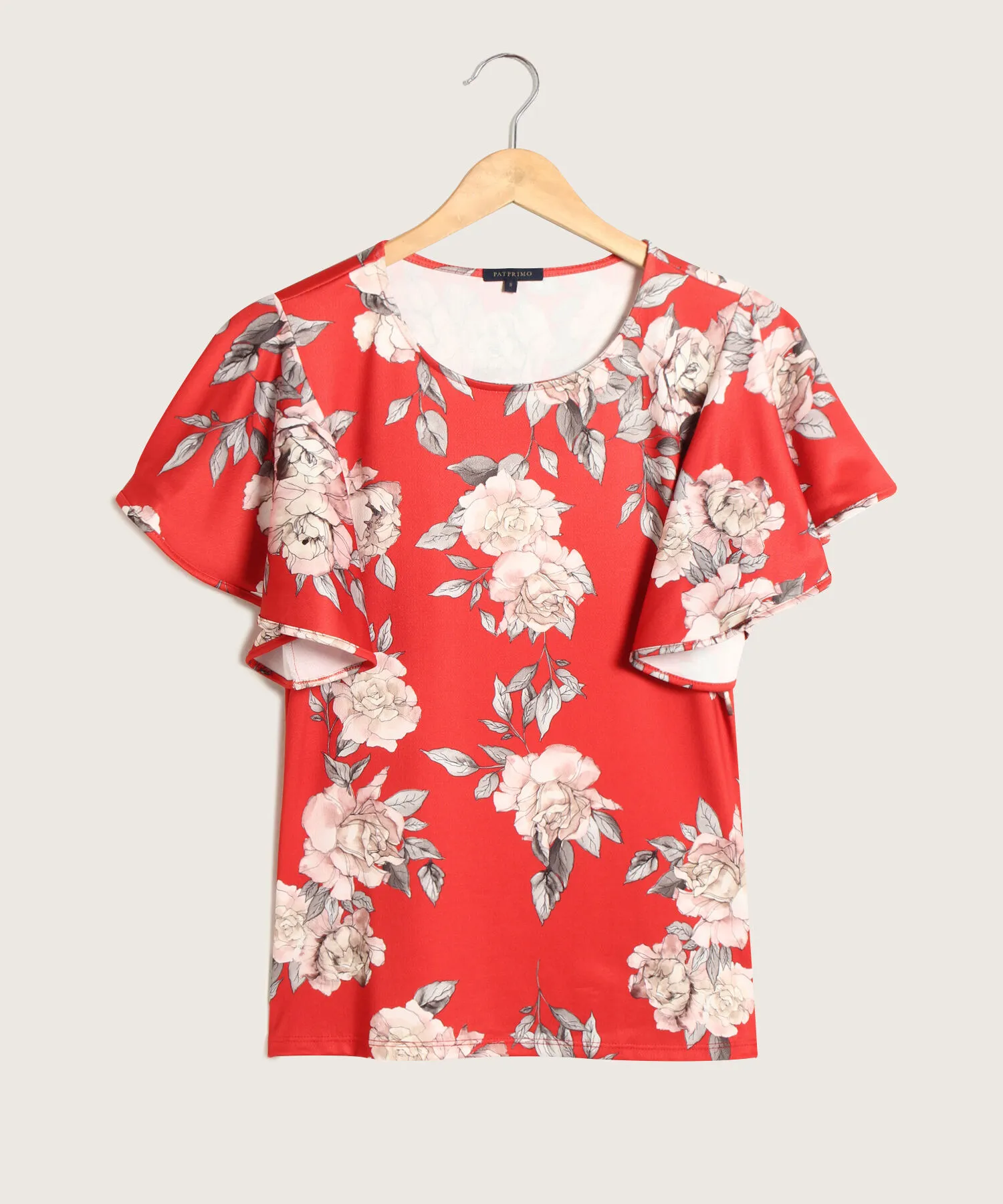 CAMISETA ESTAMPADA MANGA CORTA CON VUELO