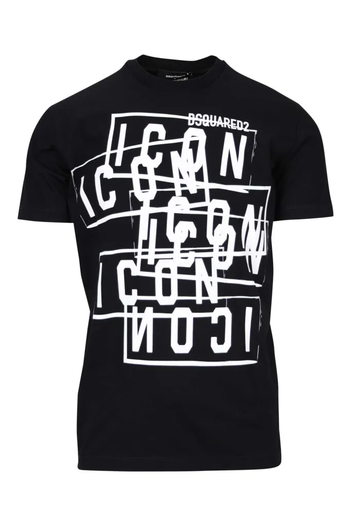 Camiseta negra con sellos logo 