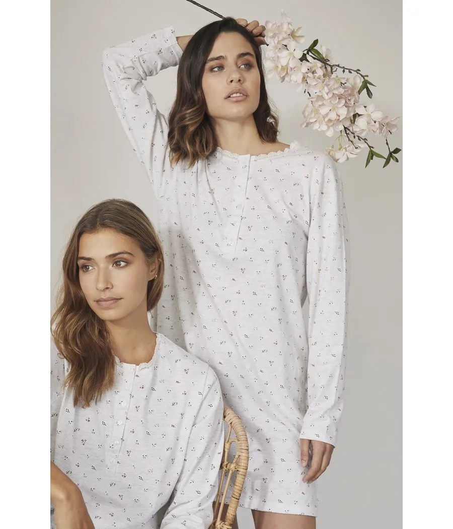 Camisola Pretty Flowers mujer Admas invierno gris jaspe