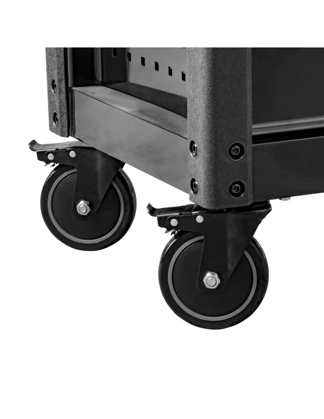 Carro de taller grande de 13 cajones con bandeja de ACERO INOXIDABLE, Edición XXL con 4 modulos de herramientas