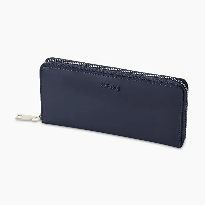 Cartera de nappa con cremallera azul marino O wally
