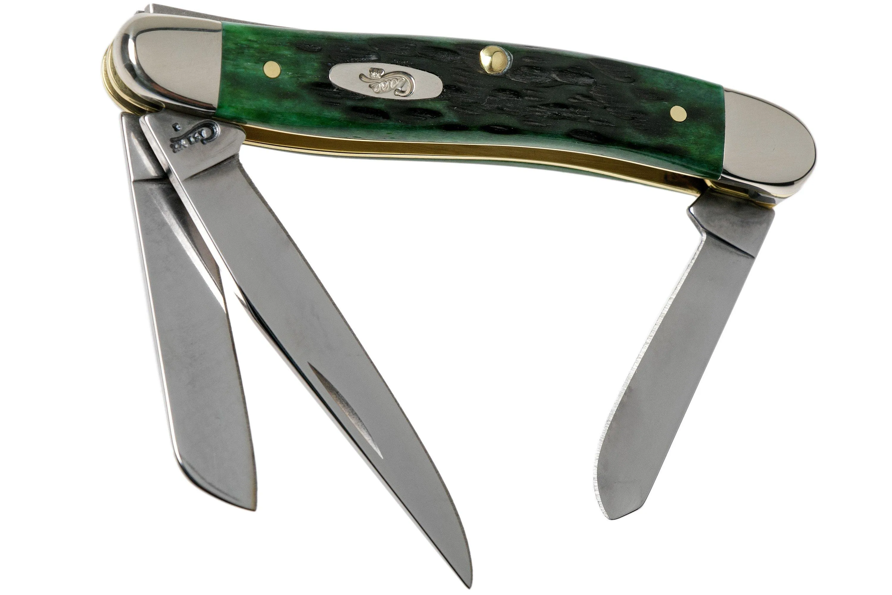 Case Medium Stockman Pocket Worn Bermuda Green Bone, Peach Seed Jig, 9721 6318 SS navaja