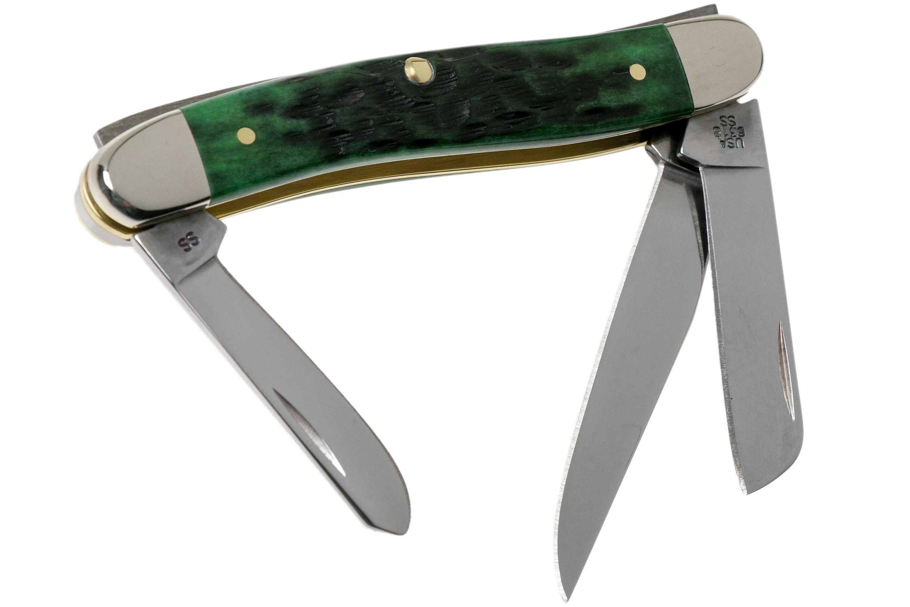 Case Medium Stockman Pocket Worn Bermuda Green Bone, Peach Seed Jig, 9721 6318 SS navaja
