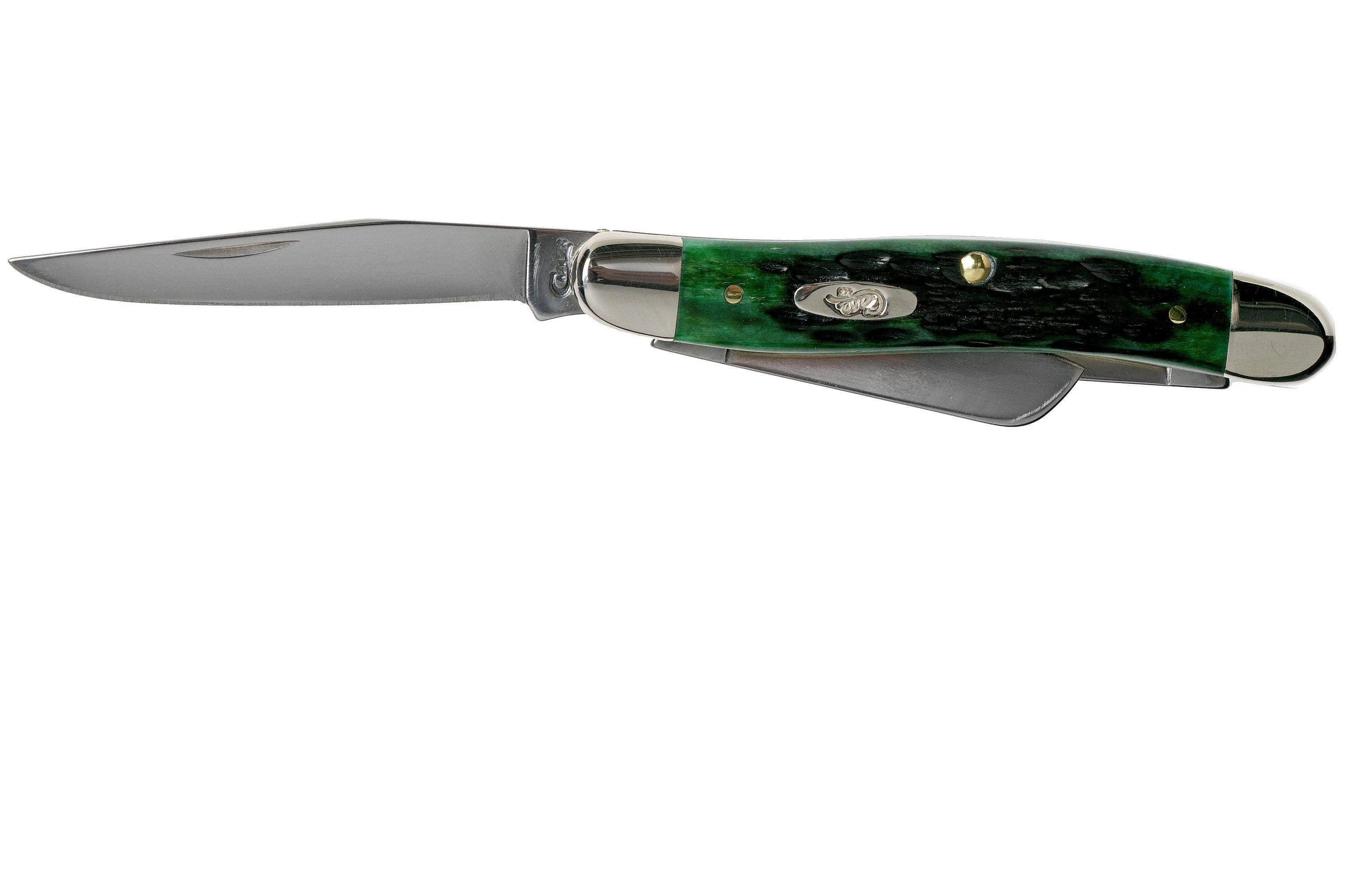 Case Medium Stockman Pocket Worn Bermuda Green Bone, Peach Seed Jig, 9721 6318 SS navaja