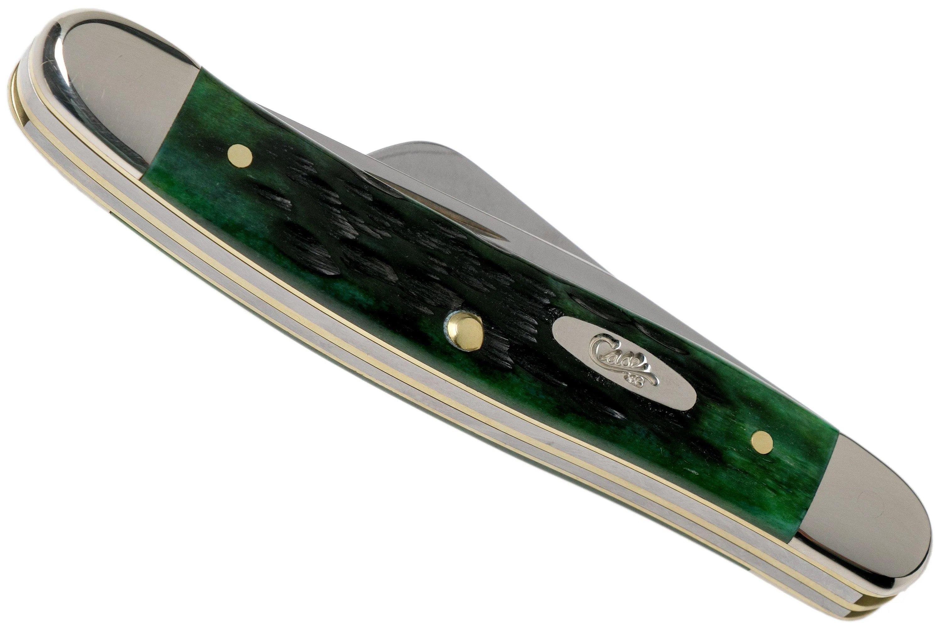 Case Medium Stockman Pocket Worn Bermuda Green Bone, Peach Seed Jig, 9721 6318 SS navaja