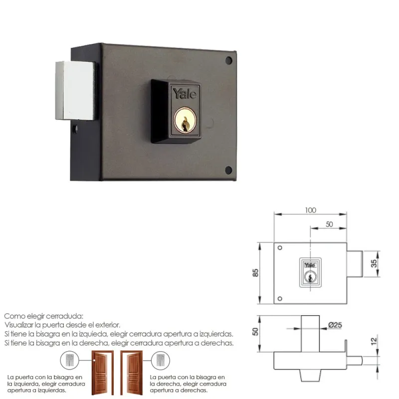 CERRADURA YALE  124A/HP/10/ IZQUIERDA