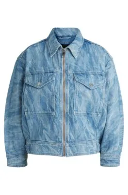 Chaqueta bomber oversize fit en tejido vaquero desgastado azul