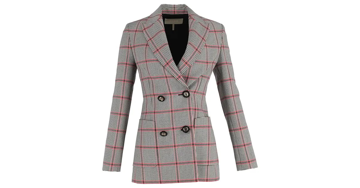 Chaqueta D.B. de cuadros cruzada Elie Saab en poliéster multicolor 