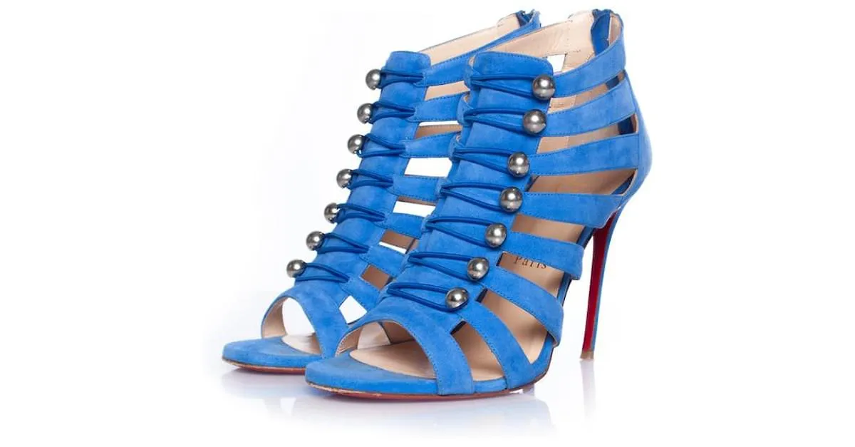 Christian Louboutin, Sandalia Denis con abertura y puntera abierta Azul 