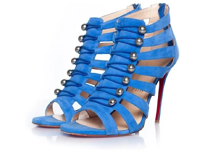 Christian Louboutin, Sandalia Denis con abertura y puntera abierta Azul 