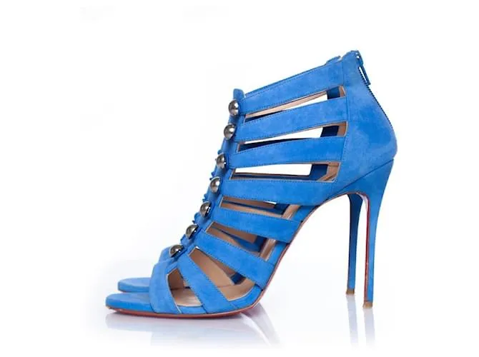 Christian Louboutin, Sandalia Denis con abertura y puntera abierta Azul 