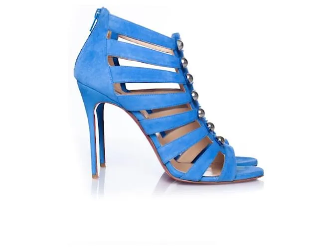 Christian Louboutin, Sandalia Denis con abertura y puntera abierta Azul 