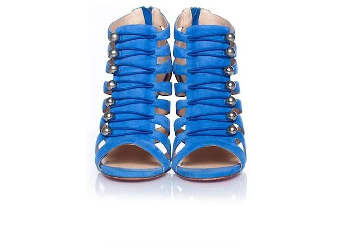 Christian Louboutin, Sandalia Denis con abertura y puntera abierta Azul 