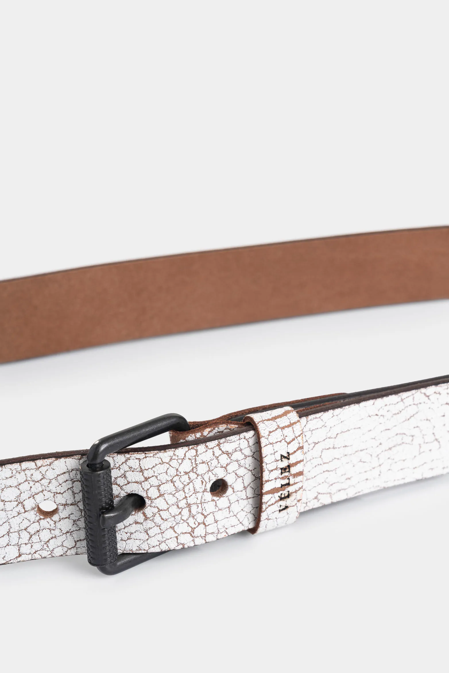 Cinturón unifaz Capri de cuero para hombre efecto craquelado
