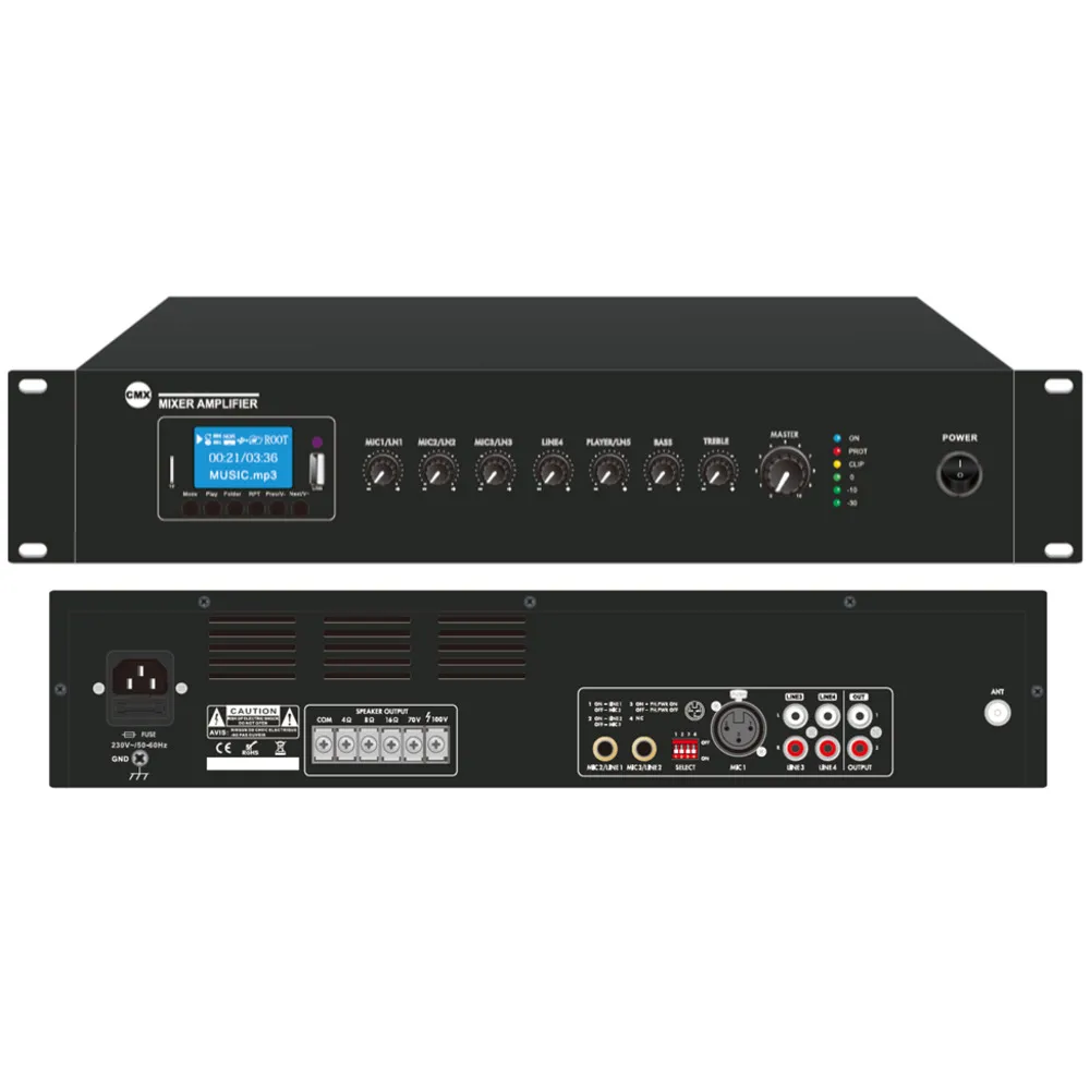 CMX AUDIO 120W AMPLIFICADORMEZCLADOR CON USB/BLUETOOTH/FM  EA120A