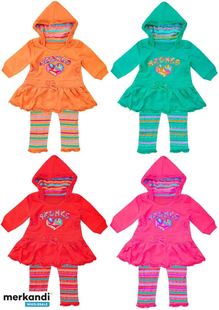 CONJUNTO INFANTIL VESTIDOS PANTALONES LEGGINGS NARANJA ROSA ROJO TURQUESA 68  86 CM
