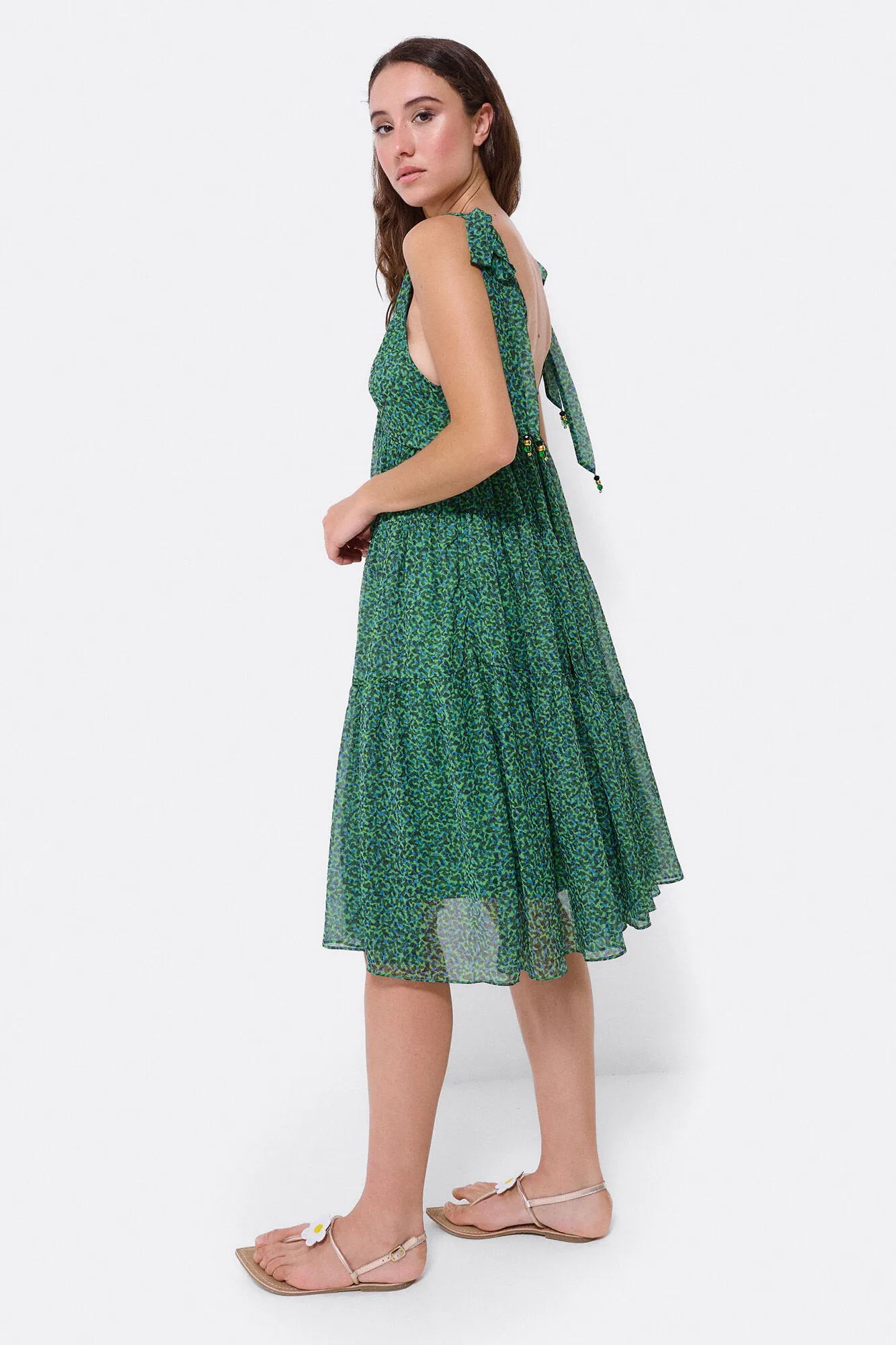 Cuplé Mini vestido vuelo gasa leopardo