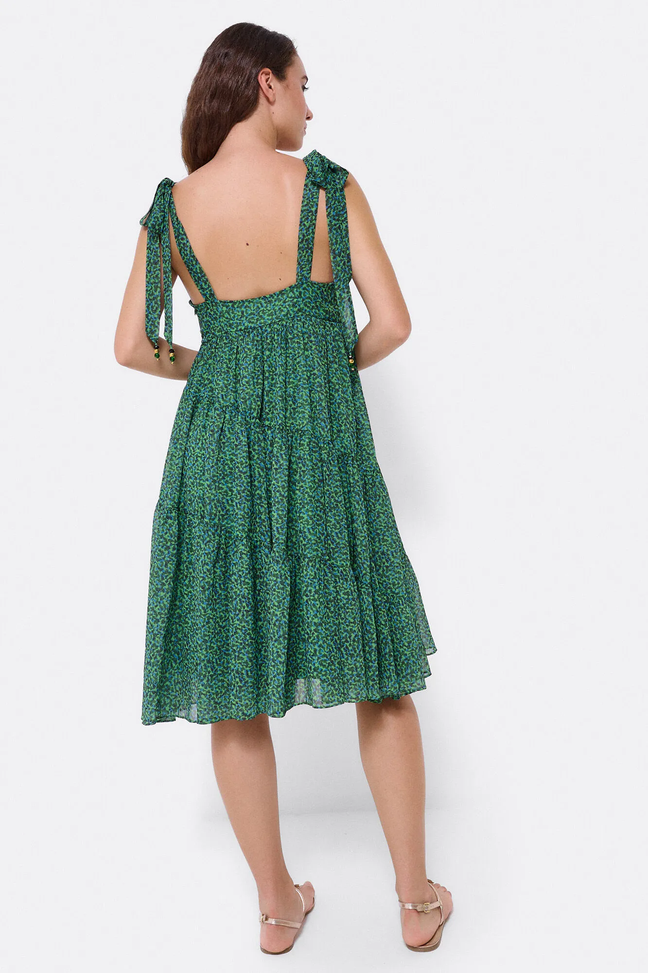 Cuplé Mini vestido vuelo gasa leopardo