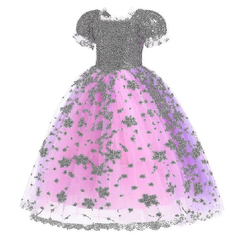 De buena calidad Princesa Rapunzel Vestido Para Niñas Elegantes Vestidos Púrpuras Disfraz De Carnaval De Lujo Vestidos De Noche 