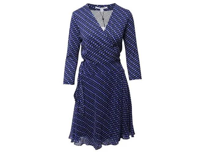 Diane Von Furstenberg Vestido cruzado de vuelo Irina en seda azul 