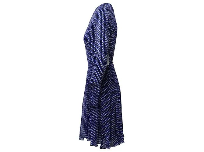 Diane Von Furstenberg Vestido cruzado de vuelo Irina en seda azul 