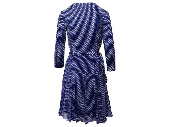 Diane Von Furstenberg Vestido cruzado de vuelo Irina en seda azul 