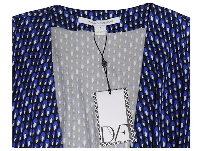 Diane Von Furstenberg Vestido cruzado de vuelo Irina en seda azul 